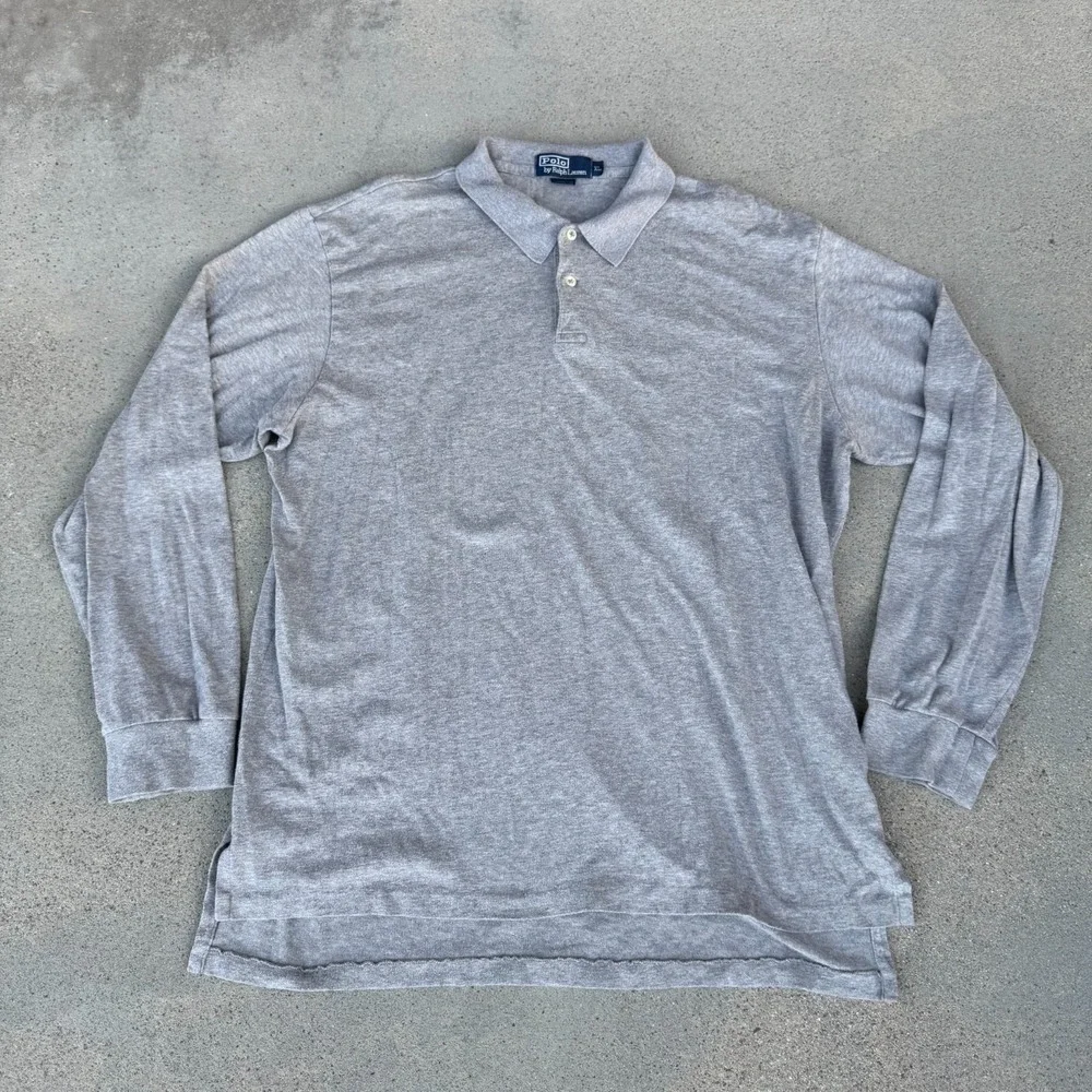 Polo Ralph‎ Lauren Grey Long Sleeve Polo Shirt Size XL